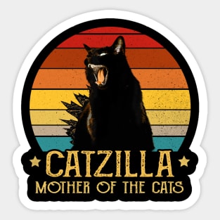 Catzilla Mother Of The Cats Retro Vintage Sunset Sticker